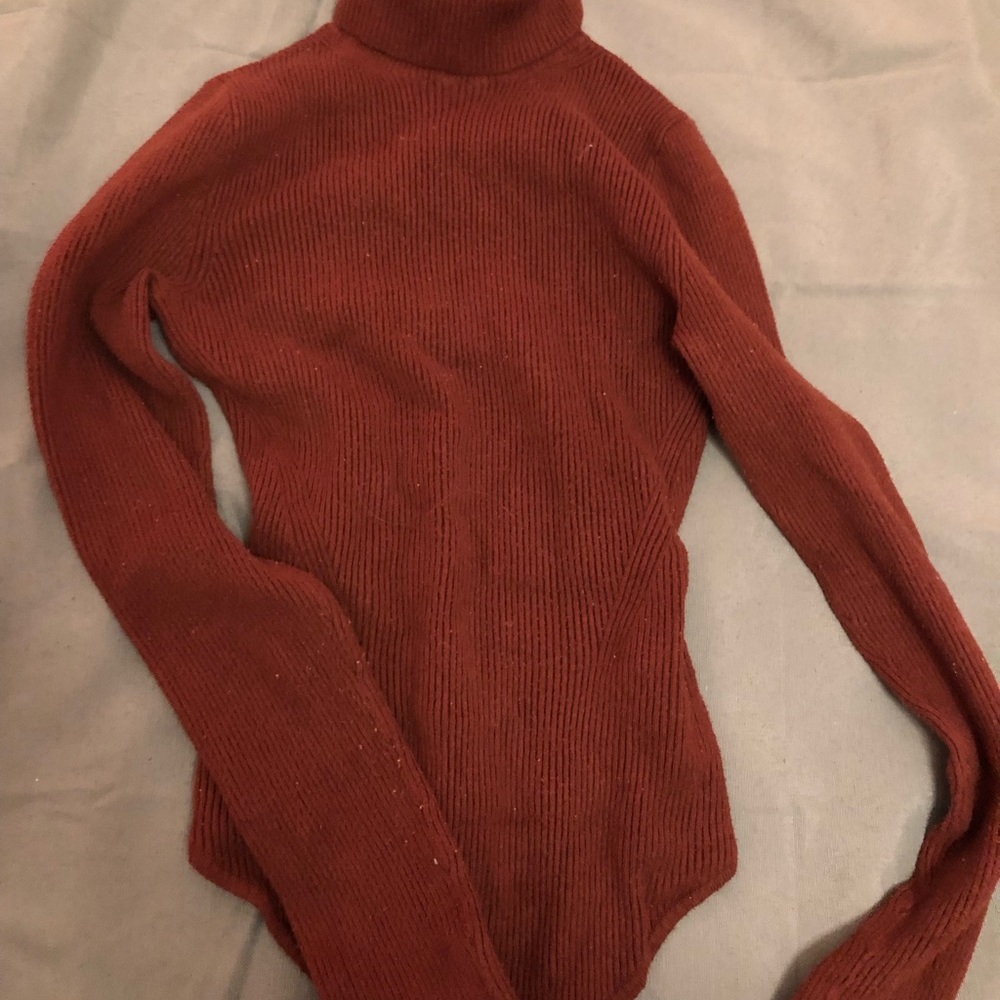 Abercrombie & Fitch Women's Rust Color Turtleneck Sweater, Bodysuit